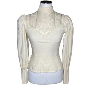 Vintage Gunne Sax Lace Crochet Victorian Blouse